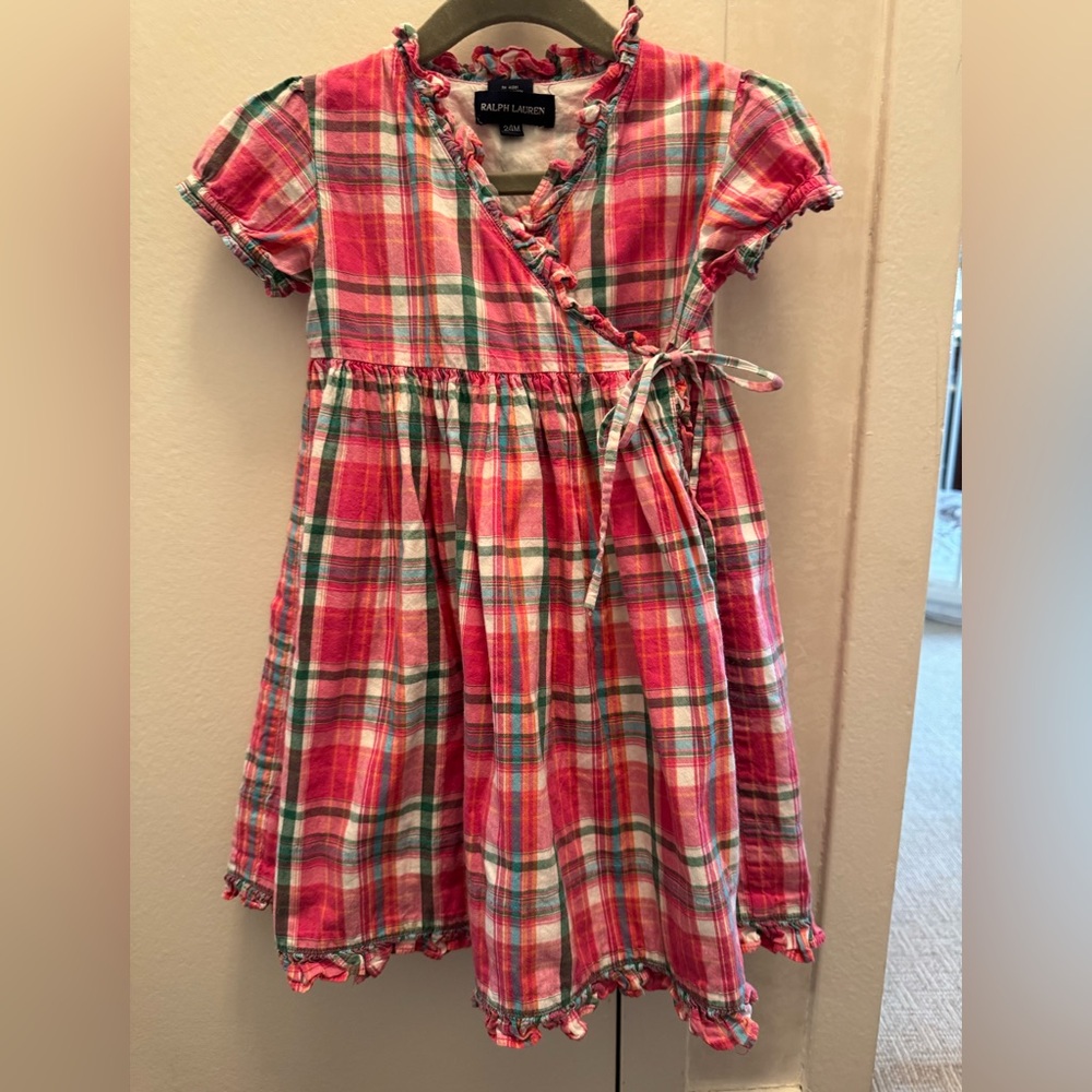 Ralph Lauren Pink and Green Plaid Kids Dress